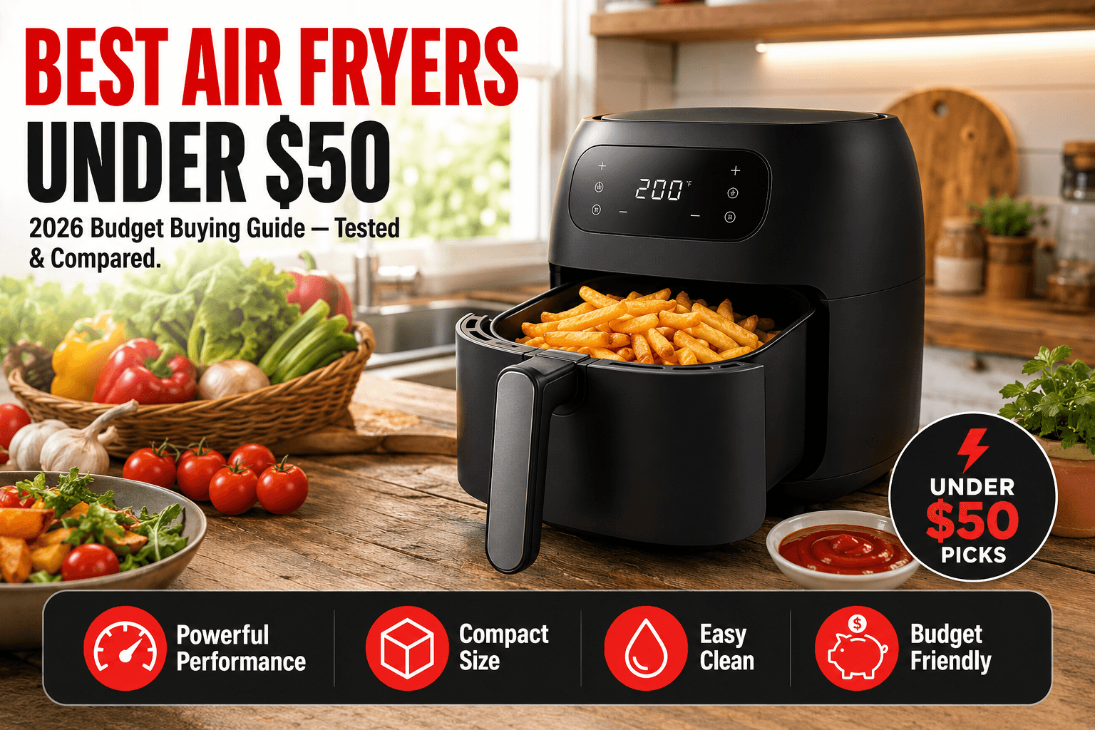 Best budget air fryers under 50 dollars comparison guide 2026