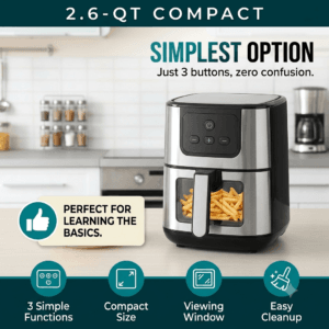 Simple compact air fryer for beginners with three easy functions