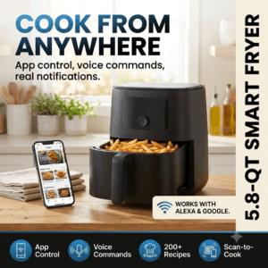 Smart wifi air fryer with app control cooking crispy golden fries