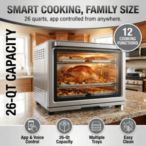 Large smart toaster oven combo with app control roasting whole turkey