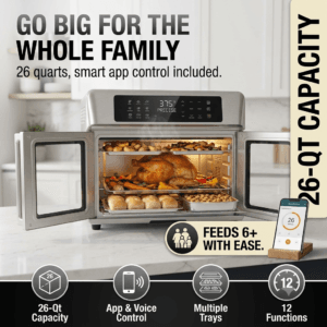 Largest capacity smart air fryer oven combo roasting whole turkey for big families