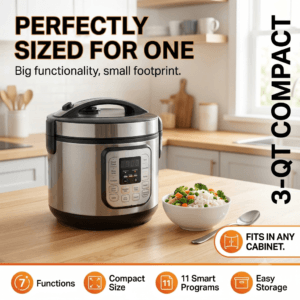 Instant pot pressure cooker mini 3 quart compact for singles