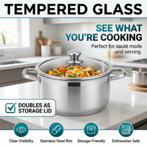 Instant pot accessories tempered glass lid sauteing serving storage