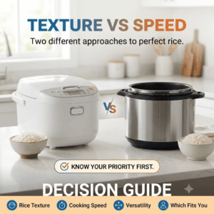 Rice cooker vs instant pot side by side texture speed comparison